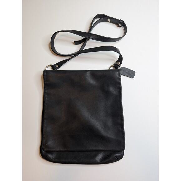 Vintage Coach 9458 Crossbody Legacy Black Thick Leather Slim Messenger Heavy - Picture 1 of 12